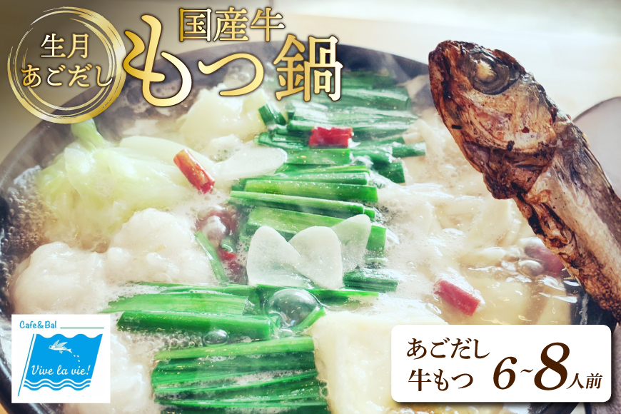 もつ鍋 セット 生月 あごだし 国産牛 もつ 鍋 セット 6〜8人前 [Vive la Vie!(ビブラビ) 長崎県 平戸市 hr42bgy420228] あご出汁 アゴ 飛び魚 トビウオ 簡単調理 冷凍 あごだしもつ鍋 鍋セット 牛もつ ホルモン