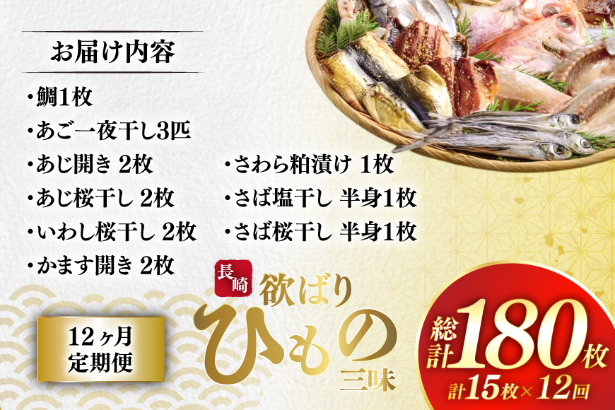 干物 セット 欲ばり平戸ひもの三昧 9種 詰め合わせ 12回 定期便 [篠崎海産物店 長崎県 平戸市 hr42bgy410150] ひもの 鯛 タイ あご あじ いわし かます さわら さば 朝食 一夜干し 魚介 あじの開き おつまみ つまみ ふっくら おかず 焼くだけ