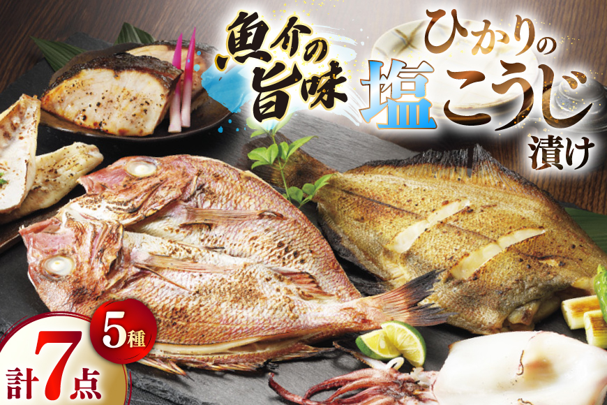 漬け魚 漬魚 塩麹 塩こうじ 魚介 詰め合わせ ひかりの塩麹 5種 セット [ひかり 長崎県 平戸市 hr42bgy420259] お茶漬け 焼き魚 焼魚 鯛 鯛めし ヤリイカ ブリ 鰤 海鮮 漬け づけ 漬け丼 鮮魚 お取り寄せ ギフト 魚 切り身 冷凍 真空 真空パック 個包装 小分け お取り寄せ