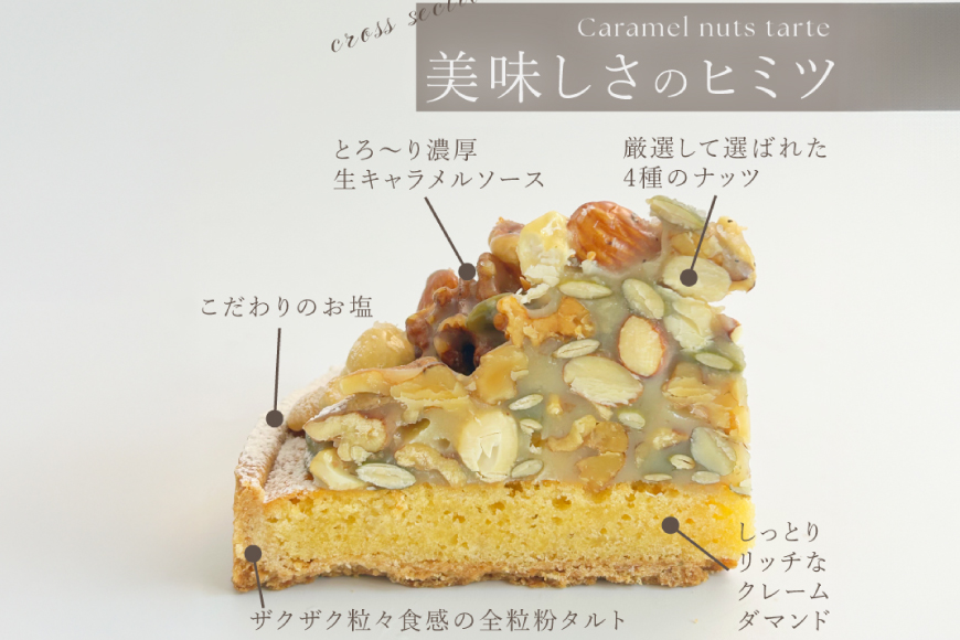 タルト ケーキ キャラメルナッツタルト 1ホール 12cm [心優-Cotoyu Sweets- 長崎県 平戸市 hr42bjo490188] アーモンド くるみ カシューナッツ かぼちゃの種 スイーツ キャラメル ご褒美 誕生日