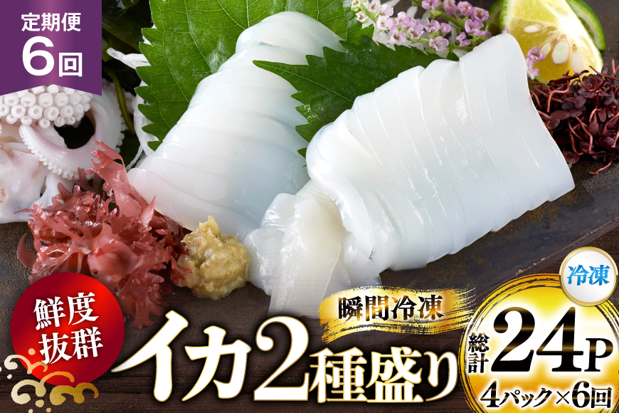 海鮮 魚介 イカ 2種盛り（胴体＋ エンペラ ・ ゲソ ） 6回 定期便 [舘浦漁業 長崎県 平戸市 hr42bgy420383] おつまみ 新鮮 刺身 下足 セット 盛り合わせ 瞬間冷凍 冷凍 コリコリ 直送 冷凍 個包装 真空パック