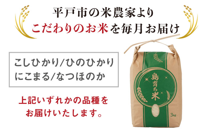 【12回定期便】島育ち米 6kg【平戸瀬戸市場協同組合】[KAA210]/ 長崎 平戸 米 精米 白米 島 6kg 定期便