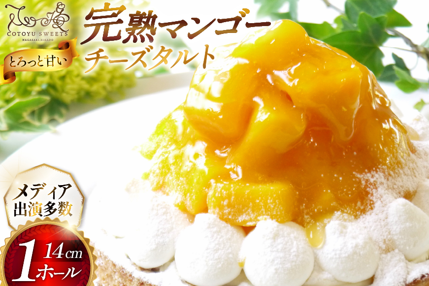 完熟 マンゴー チーズ タルト 1ホール 14cm [心優-Cotoyu Sweets- 長崎県 平戸市 hr42bgy420037] トロピカル 果物 ケーキ たっぷり チーズケーキ スイーツ ご褒美 誕生日