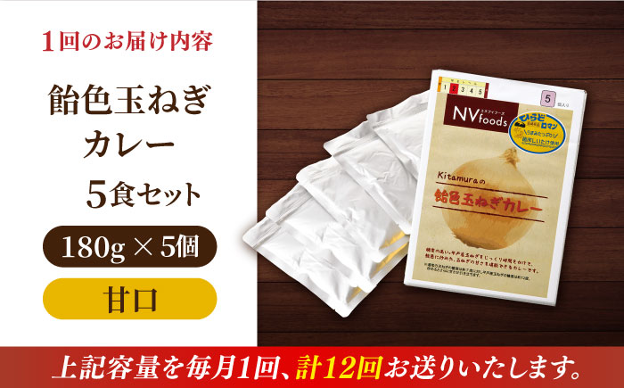 【全12回定期便】【着日指定 可能】【子どもから大人まで】飴色玉ねぎカレー5食セット（甘口） 平戸市 / カレー工房 NVfoods [KAB257]