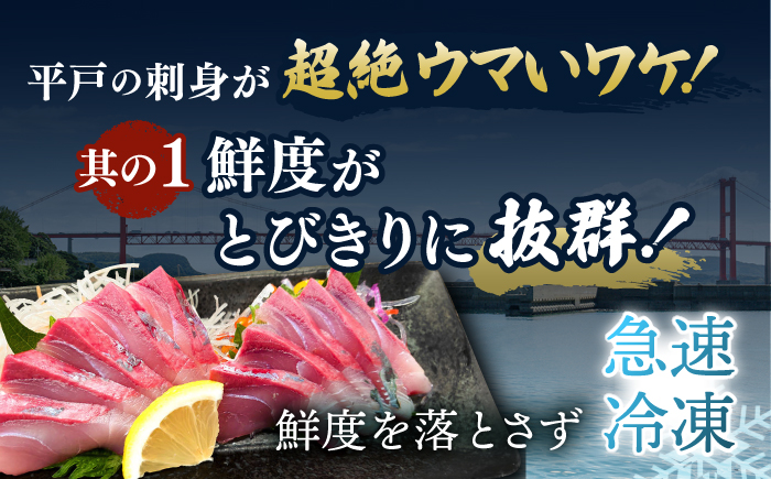 ＜3月発送＞刺身 3人前 約450g 詰め合わせ【百旬館】[KAK020]/ 長崎 平戸 魚介類 魚 刺身 ブロック ヒラス ひらす ブリ ぶり 鯛 タイ たい 急速冷凍 真空 パック