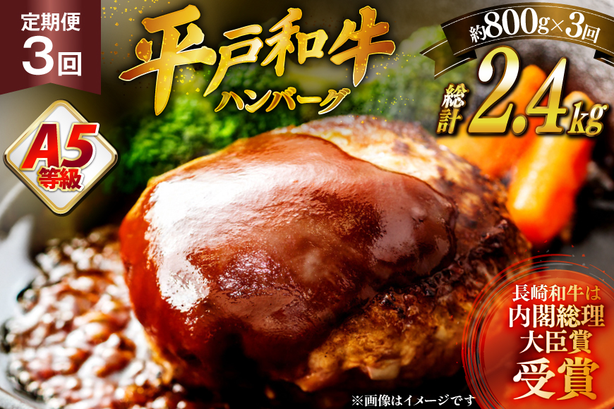 ハンバーグ 牛肉 定期便 A5ランク 平戸牛 和牛 ハンバーグ 約200g×4個 3回 総計12個 [萩原食肉産業 長崎県 平戸市 hr42bgy410012] ハンバーグソース 和牛 平戸 牛肉