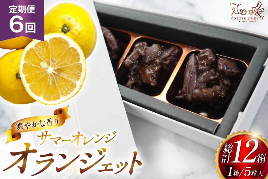 チョコ オランジェット サマー オレンジ 5粒入り 2箱 セット 6回 定期便 総計 12箱 [心優-Cotoyu Sweets- 長崎県 平戸市 hr42bgy420260] チョコレート ショコラ ピール 柑橘 スイーツ