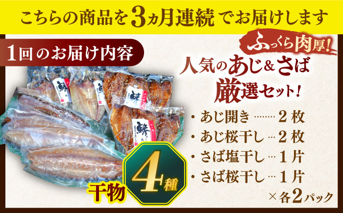 【全3回定期便】平戸自慢のひもの　あじ・さばセット 【篠崎海産物店】 [KAD267]