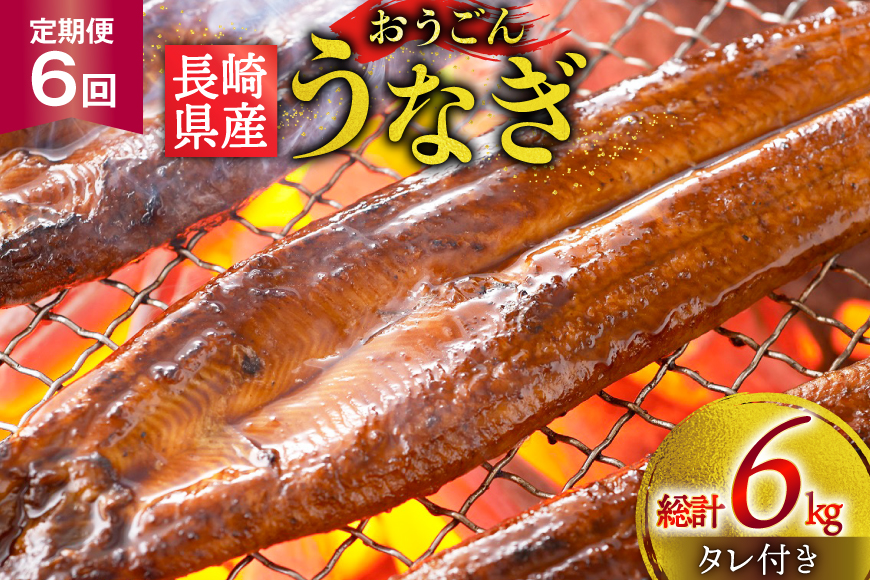 うなぎ 国産 蒲焼 長崎県産 おうごんうなぎ 松 セット 約1kg 6尾〜8尾 6回 定期便 総計 約6kg [松永水産 長崎県 平戸市 hr42bgy400020] 鰻 うな重 うな丼 ひつまぶし 蒲焼き かばやき タレ付き 養殖 国内産 冷凍 unagi
