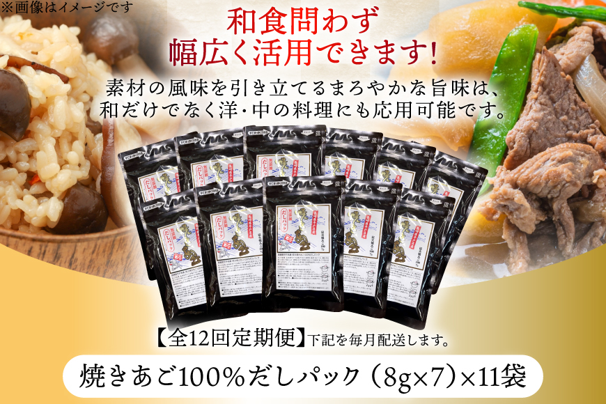 だし 無添加 【最高級煮だし】 焼きあご 100％ だしパック 12回定期便 11袋×12  計132袋 [林水産 長崎県 平戸市 hr42bgy420434] 出汁 ダシ 出汁パック あごだしパック あごだし あご出汁 調味料 みそ汁 国産