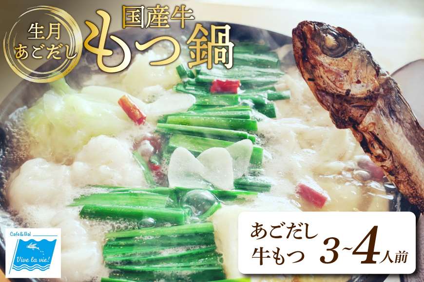 もつ鍋 セット 生月 あごだし 国産牛 もつ 鍋 セット 3〜4人前 [Vive la Vie!(ビブラビ) 長崎県 平戸市 hr42bgy420246] あご出汁 アゴ 飛び魚 トビウオ 簡単調理 冷凍 あごだしもつ鍋 鍋セット 牛もつ ホルモン