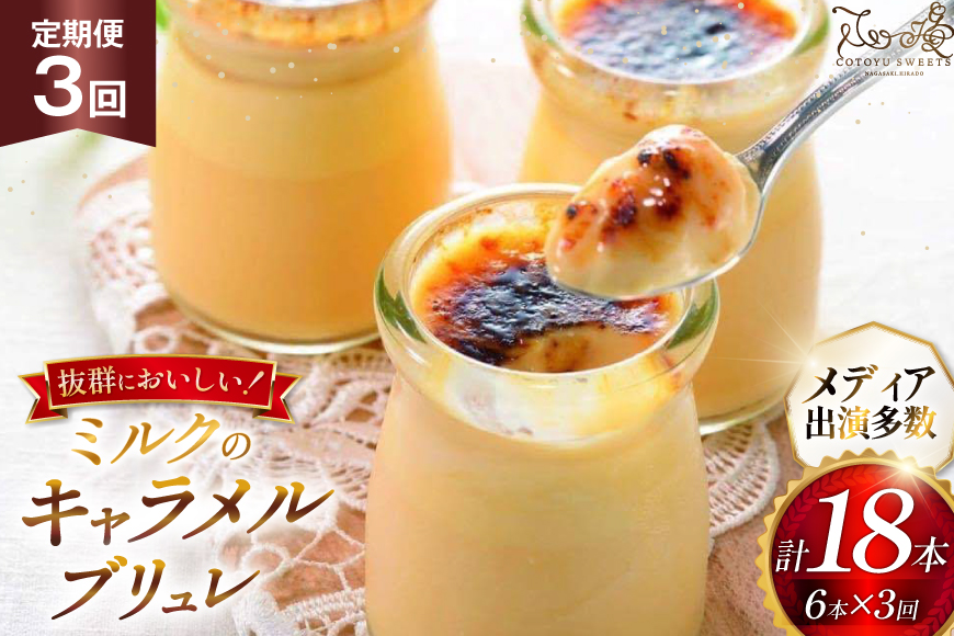 キャラメル ブリュレ プリン 6種×1個 計6個 セット 3回 定期便 総計18個 [心優-Cotoyu Sweets- 長崎県 平戸市 hr42bgy420116] なめらか 生キャラメル パンナコッタ カラメル ご褒美