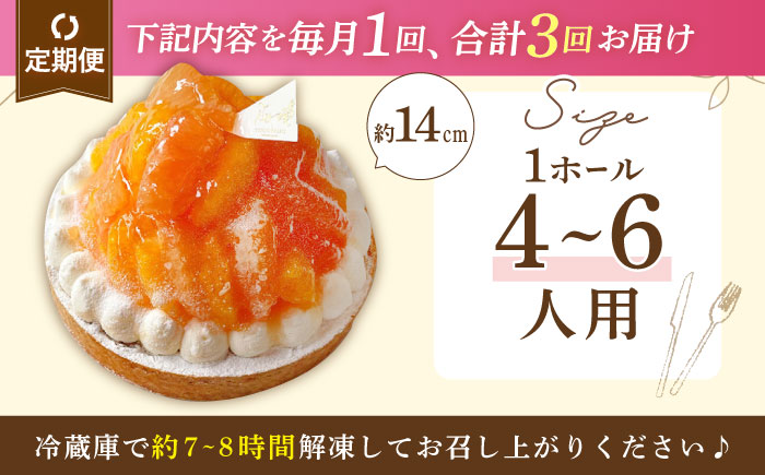【全3回定期便】オレンジ&ピンクグレープフルーツチーズタルト1ホール(14cm)【心優　−Cotoyu Sweets−】 [KAA536]