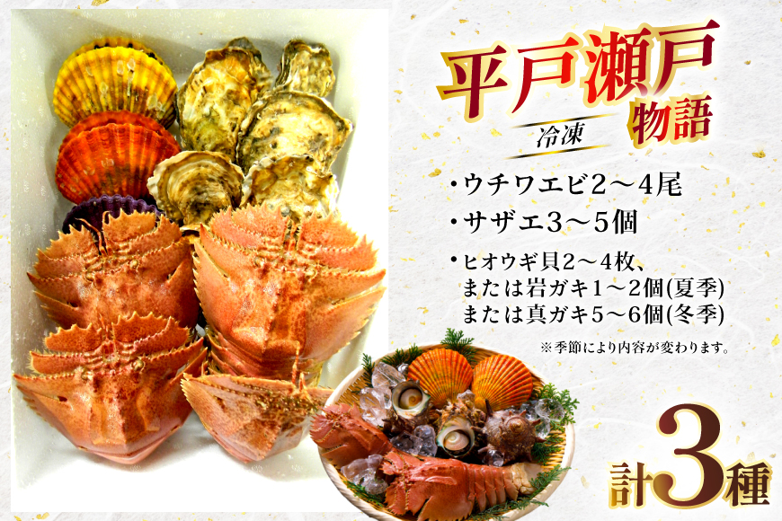 ウチワエビ えび サザエ ヒオウギ貝 平戸 海鮮 3種 盛り合わせ [平戸さくら水産 長崎県 平戸市 hr42bgy420174] 魚介 えび 貝 さざえ 海鮮