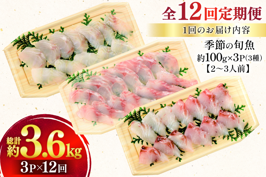 刺身 盛り合わせ 旬魚のお刺身 セット 約300g 12回 定期便 計3.6kg [ひらど新鮮市場 長崎県 平戸市 hr42bgy400007] ふるさと納税 お刺身 刺し身 魚 海鮮 魚介 冷凍 冷凍便 地魚 12ヶ月 定期