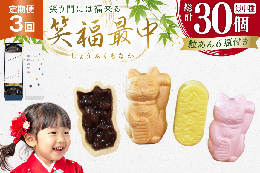 和菓子 もなか 笑福 最中 手作り キット 10個分 3回 定期便 計30個分 [牛蒡餅本舗熊屋 長崎県 平戸市 hr42bgy420447] お菓子 おやつ おかし スイーツ デザート 老舗 和菓子 菓子 あんこ 餡