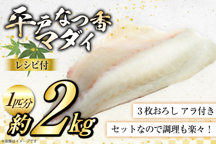 タイ 刺身 平戸なつ香 鯛 丸々 1匹 約2kg 3枚おろし アラ付き セット [坂野水産 長崎県 平戸市 hr42bgy420504] 魚介 さかな 刺身用 さしみ 冷蔵 おかず フルーツ魚 夏香 鮮魚 海鮮 海鮮鍋 海鮮丼 下処理済 レシピ付き 鍋 tai 煮付け あら炊き