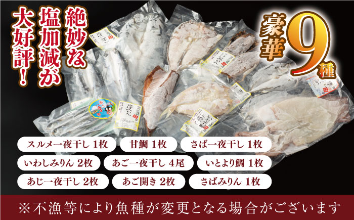 旬鮮平戸干物詰合せ【株式会社　森崎水産】[KAD010]/ 長崎 平戸 魚介類 魚 干物 一夜干し 鯛干物 たい干物 さば干物 するめ干物 スルメ干物 イカ干物 いか干物 あじ干物 いわし干物 あご干物 いとより干物 