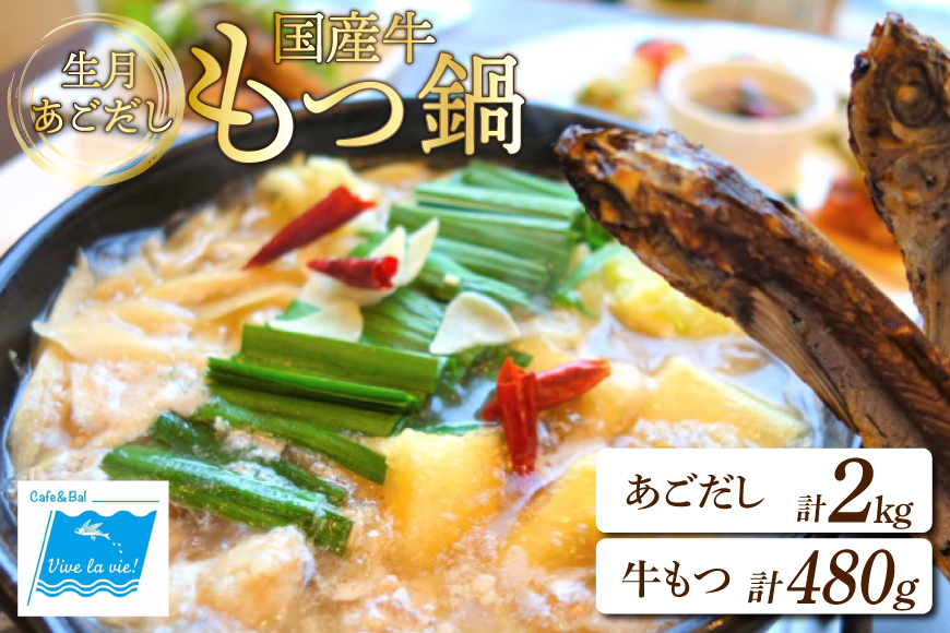 もつ鍋 セット 生月 あごだし 国産牛 もつ 鍋 セット 6〜8人前 [Vive la Vie!(ビブラビ) 長崎県 平戸市 hr42bgy420228] あご出汁 アゴ 飛び魚 トビウオ 簡単調理 冷凍 あごだしもつ鍋 鍋セット 牛もつ ホルモン