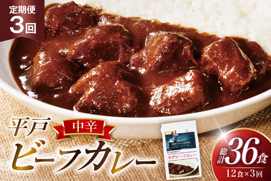 カレー セット 平戸 ビーフ カレー 12食 セット 中辛  3回 定期便 [カレー工房NVfoods 長崎県 平戸市 hr42bgy400055] カレー スパイス レトルト セット