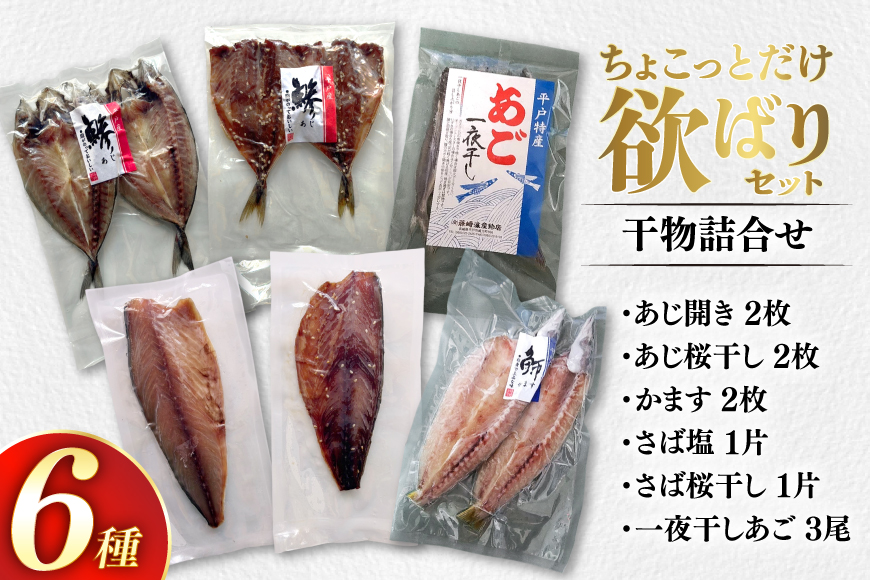 干物 ちょこっとだけ干物 セット 6種 [篠崎海産物店 長崎県 平戸市 hr42bgy410217] ひもの 詰め合わせ 食べ比べ 長崎県産 ふるさと納税 お試し 欲ばり 手作り 朝食 晩酌 おつまみ おかず