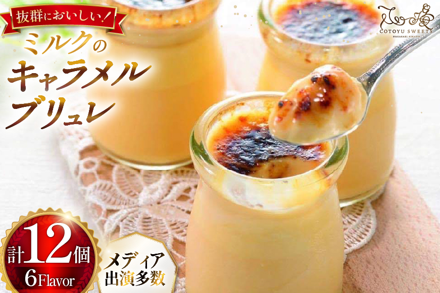 キャラメル ブリュレ プリン プレーン6個と季節の味6種各1個 計12個 [心優-Cotoyu Sweets- 長崎県 平戸市 hr42bgy420244] なめらか 生キャラメル カラメル