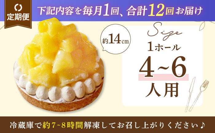 【全12回定期便】パイナップルチーズタルト1ホール(14cm)【心優　−Cotoyu Sweets−】 [KAA535]
