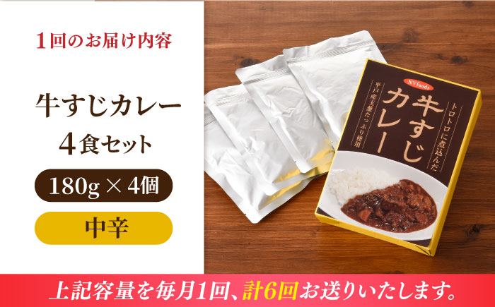 【全6回定期便】【着日指定 可能】【とろっとろになるまで煮込んだ】牛すじカレー 4食セット（中辛） 平戸市 / カレー工房 NVfoods [KAB265]