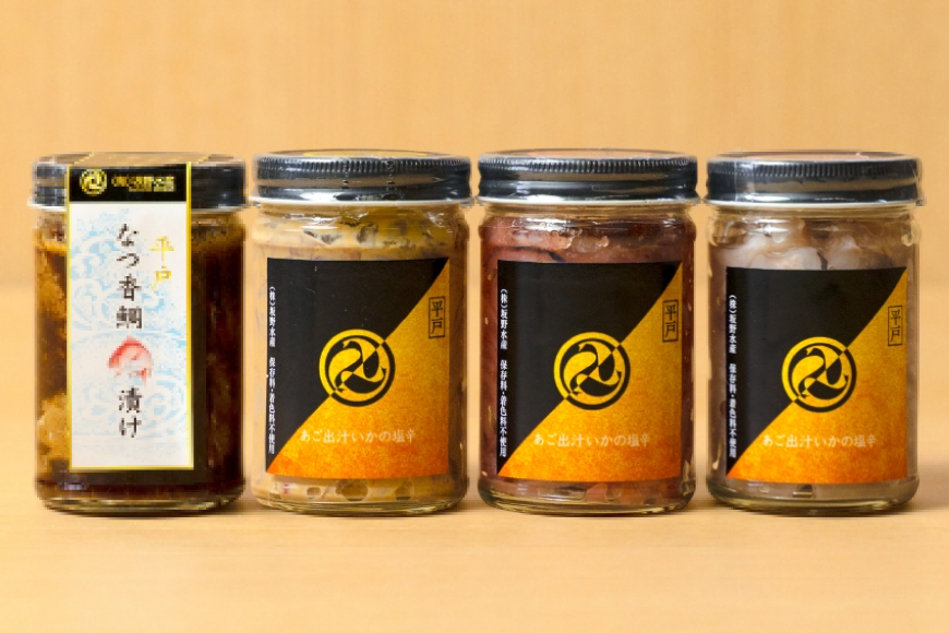 魚 漬け 塩辛 ごはんのお供 あごだしいかの塩辛 3種 各1本 平戸なつ香鯛の漬け 1本 [末弘丸 長崎県 平戸市 hr42bgy420372] 平戸なつ香鯛 漬け 漬け丼 鯛茶漬け いか塩辛 あごだし 明太子 米麹 わた ご飯のお供 酒の肴 セット ギフト