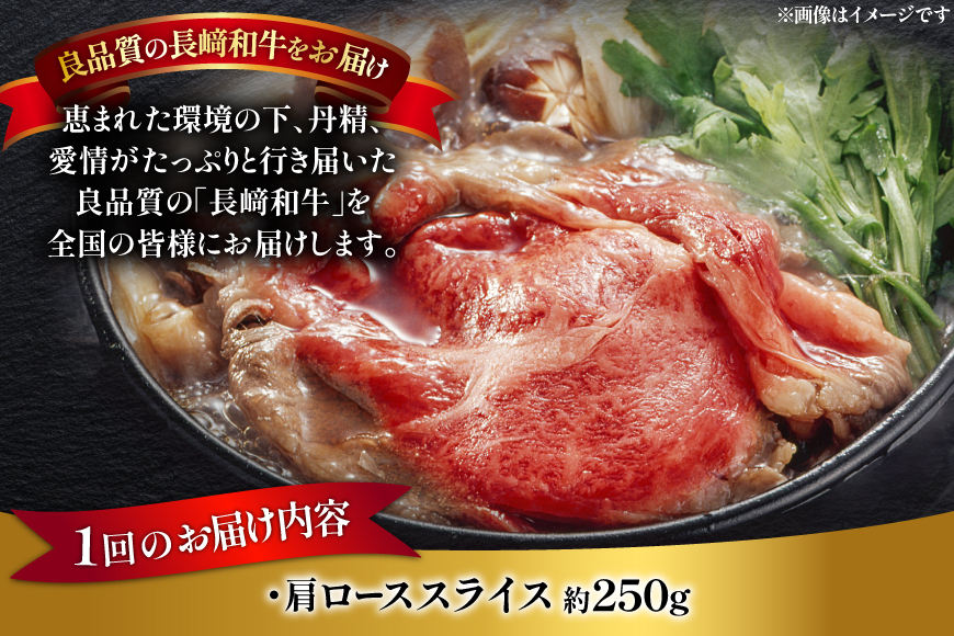 和牛 長崎和牛 すき焼き 肩ロース スライス 250g 12回 定期便 総計約3kg [萩原食肉産業 長崎県 平戸市 hr42bgy410188] 国産 牛肉 冷蔵 肉 しゃぶしゃぶ ブランド牛