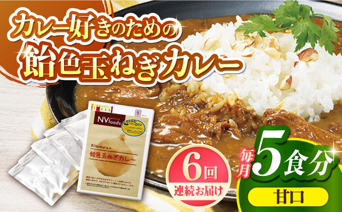 【全6回定期便】【着日指定 可能】【子どもから大人まで】飴色玉ねぎカレー5食セット（甘口） 平戸市 / カレー工房 NVfoods [KAB256]