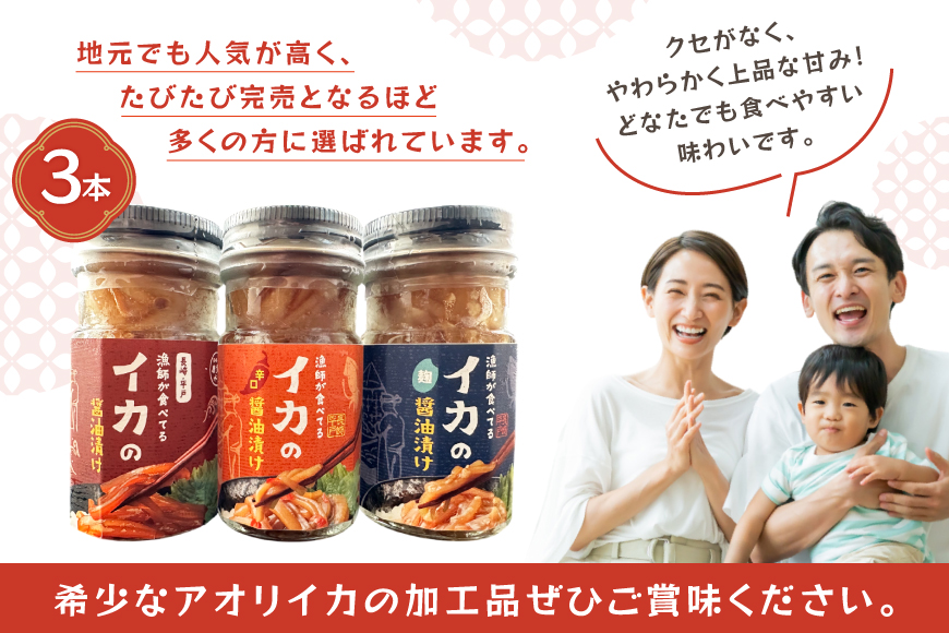 ご飯のお供 イカ 醤油漬け 3本 計165g 【先行予約】 [康貴丸水産 長崎県 平戸市 hr42bgy400051] おつまみ お取り寄せ おにぎり おかず 具材 塩辛