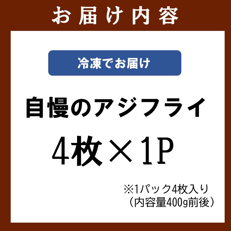 うなぎ割烹 和(なごみ)自慢のアジフライ(4枚×1P) ( アジフライ アジフライフィレ 惣菜 松浦産アジ 松浦市 )【A9-073】