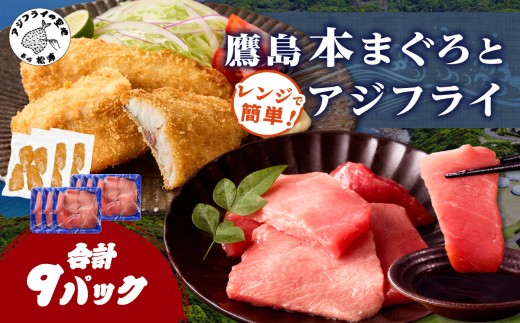 鷹島本まぐろ 食べきりサイズ(80g×6p)とレンジで簡単！ 鷹島のアジフライセット(4枚×3p) ( 本まぐろ マグロ 鷹島産本まぐろ アジフライ あじ フィレタイプ ) 【C5-042】