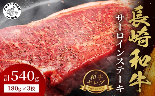 【和牛セレブ】長崎和牛サーロインステーキ 180g×3枚( 長崎和牛 和牛 サーロインステーキ サーロイン )【E0-020】