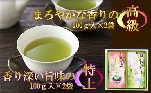 松浦茶セット(特上100g×2　高級100g×2)【B4-005】 松浦 茶畑 茶葉の持つ旨味 香り 赤土土壌 渋くない
