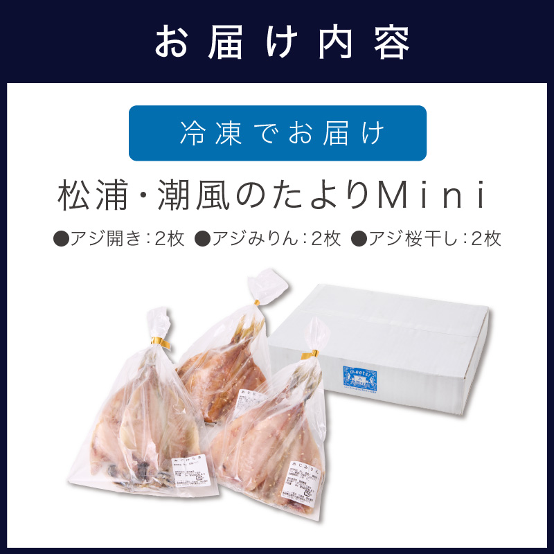 松浦・潮風のたより Ｍｉｎｉ( 松浦市 アジ 干物 アジ開き アジみりん アジ桜干し 詰め合わせ )【A5-016】