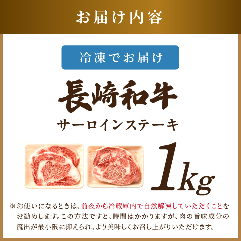 【A4〜A5】長崎和牛サーロインステーキセット 1kg(250ｇ×4枚)( 肉 牛肉 牛 長崎和牛 国産牛 サーロイン ステーキ ステーキ肉 お取り寄せ プレゼント ギフト 送料無料 人気 美味しい 返礼品 おすすめ )【D0-046】