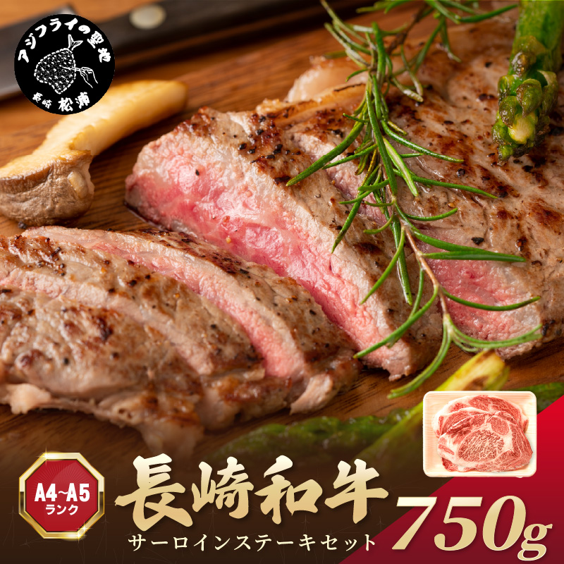 【A4～A5】長崎和牛サーロインステーキセット 750g(250ｇ×3枚)( 肉 牛肉 牛 長崎和牛 国産牛 サーロイン ステーキ ステーキ肉 お取り寄せ プレゼント ギフト 送料無料 人気 美味しい 返礼品 おすすめ )【181-0039】