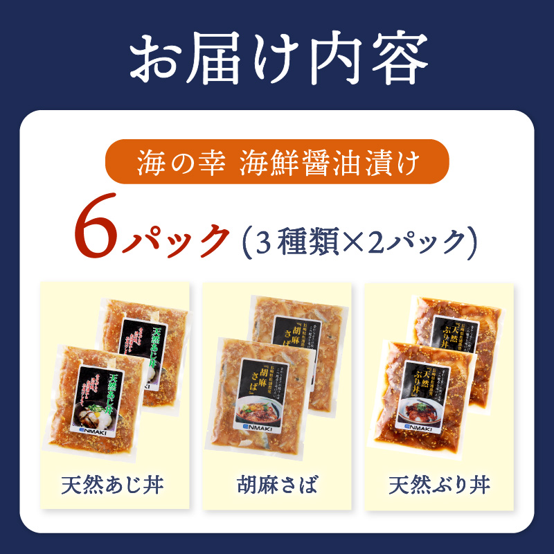 【流水解凍だけの簡単調理】海の幸 海鮮醤油漬けセット 各2パック( アジ サバ ブリ 天然 あじ さば ぶり 海鮮丼 流水解凍 お手軽 時短 簡単 人気 冷凍 おいしい 刺身 小分け パック セット 国産 ギフト 長崎県 松浦市 )【A9-055】