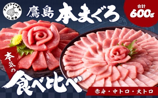 鷹島本まぐろ柵(赤身・中トロ・大トロ) 合わせて600g( マグロ まぐろ 赤身 中トロ 大トロ 本まぐろ 手軽 おつまみ 柵 流水解凍 )【C7-027】