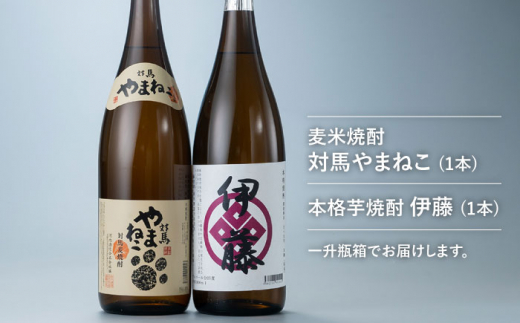 【全3回定期便】本格焼酎 飲み比べ 一升瓶 2本 セット 芋焼酎 / 麦米焼酎 《対馬市》【白嶽酒造株式会社】酒 お酒 地酒  [WAN030]