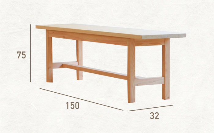 対馬ヒノキ ベンチ ( サイズオーダー 可)  《対馬市》【家具製作所kiiro】椅子 イス 木製 家具 [WAL018]