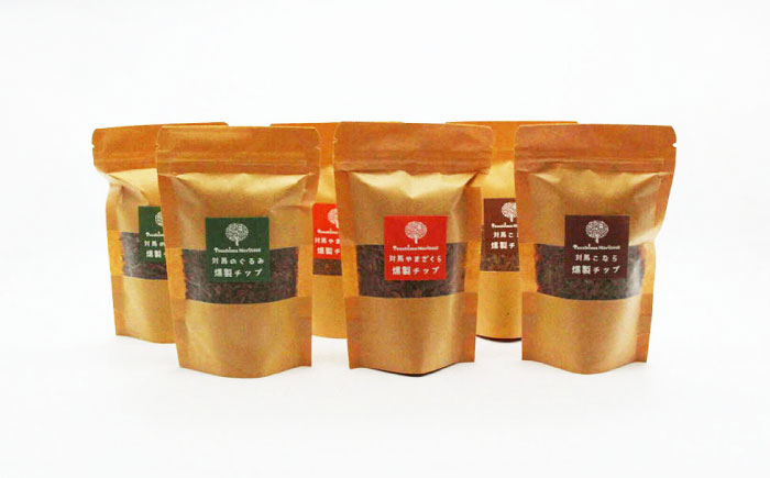 対馬の木でつくった燻製チップ 6個セット《対馬市》【一般社団法人MIT】 対馬 燻製 木材 キャンプ アウトドア スモーク 国産 BBQ アウトドア [WAP021]