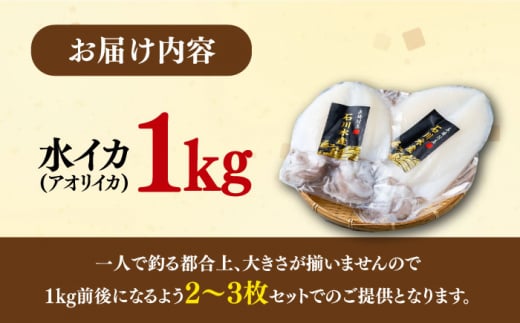 【 対馬産 】 水 イカ （ アオリイカ ） 生 冷凍 1kg 《対馬市》【石川水産】刺身 塩辛 鮮度抜群 海鮮 [WAB006]冷凍 新鮮 下処理 刺身 煮付け 塩焼き 海鮮 あおりいか おつまみ もう1品 真空パック 簡単調理 アオリイカ 対馬 長崎