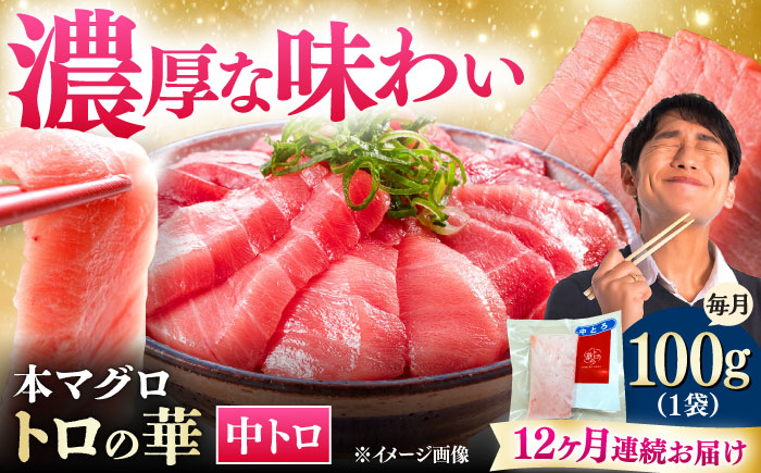 【全12回定期便】対馬産 本マグロ 中トロ100g ≪対馬市≫【桐谷商店】 トロの華 対馬 新鮮 マグロ 中トロ トロ 鮪 刺身 [WAQ118]
