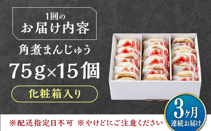 【全3回定期便】【化粧箱】長崎角煮まんじゅう 15個 《対馬市》【岩崎本舗】冷凍 角煮 角煮まん 個包装 豚まん [WBC076]