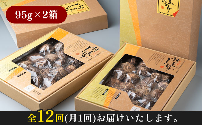 【全12回定期便】対馬 原木 どんこ 椎茸 95g×2箱《対馬市》【うえはら株式会社】 対馬産 肉厚 しいたけ 乾燥 きのこ 贈り物 [WAI059]
