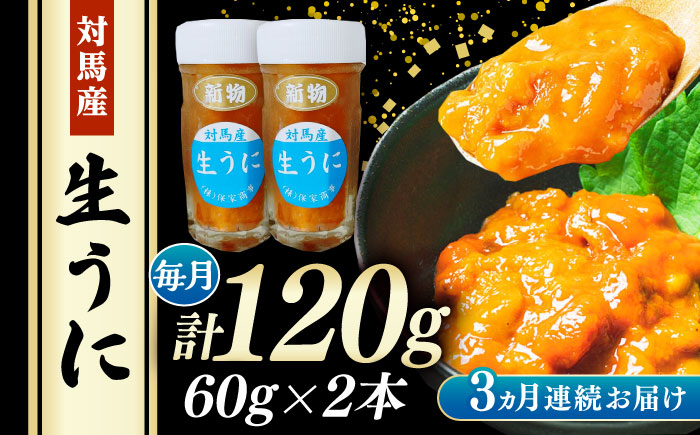 【全3回定期便】 対馬産 生うに 60g×2本 《対馬市》【保家商事】 うに ウニ 雲丹 生ウニ 海鮮 海産物 [WAA043]