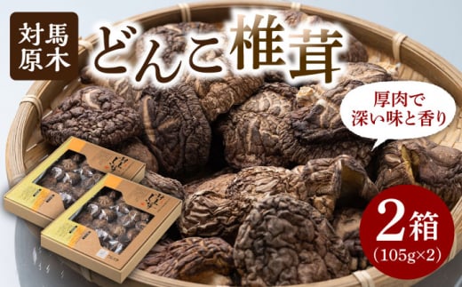 対馬 原木 どんこ椎茸 105g×2箱《対馬市》【うえはら株式会社】 対馬産 肉厚 しいたけ 乾燥 きのこ 贈り物 [WAI014]